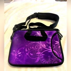 8x10 inch purple neoprene tablet case with padded shoulder strap